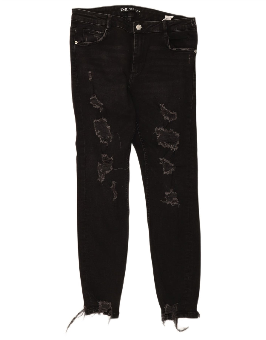 Zara Jeans ajustados desgastados para mujer EU 40 Medium W30 L27 Algodón negro