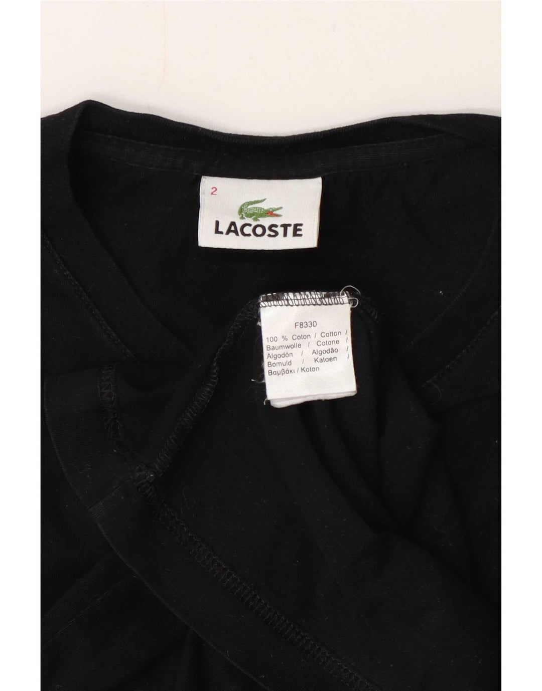 Camiseta Lacoste Hombre Manga Larga Talla 2 XS Algodón Negro