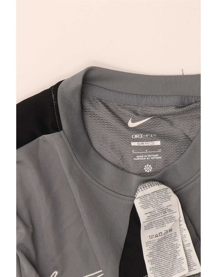 Nike Camiseta Dri Fit Slim Fit para hombre Top pequeño gris color block Poliéster