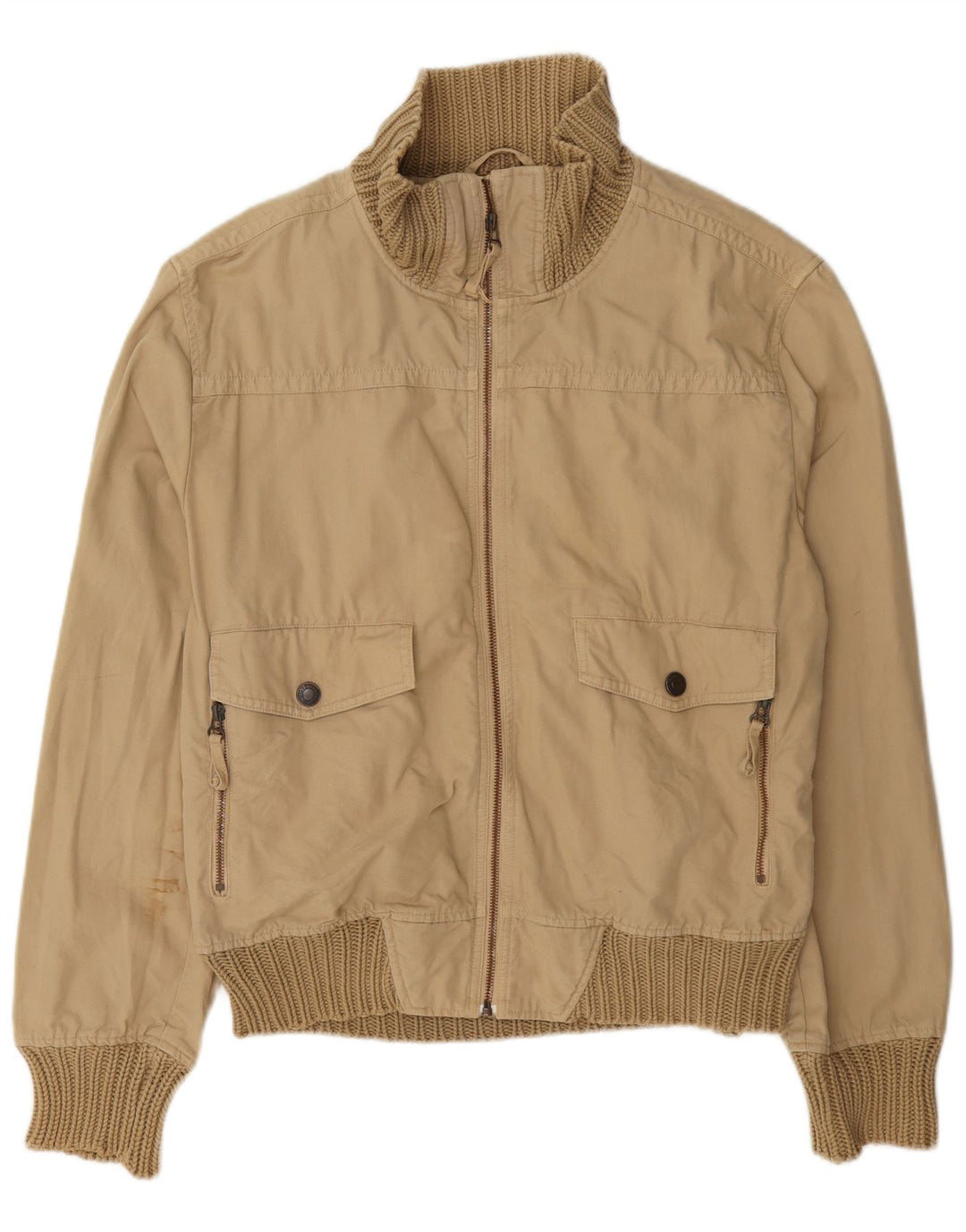 Zara Hombre Cazadora Bomber ES 42 XL Algodón Beige