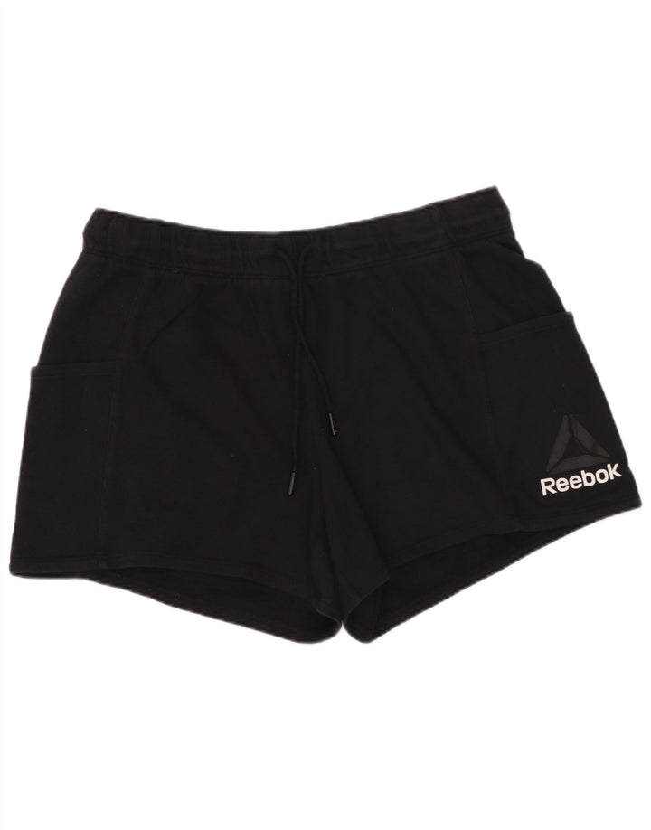 REEBOK Pantalones cortos deportivos para mujer UK 44 Grande Algodón negro