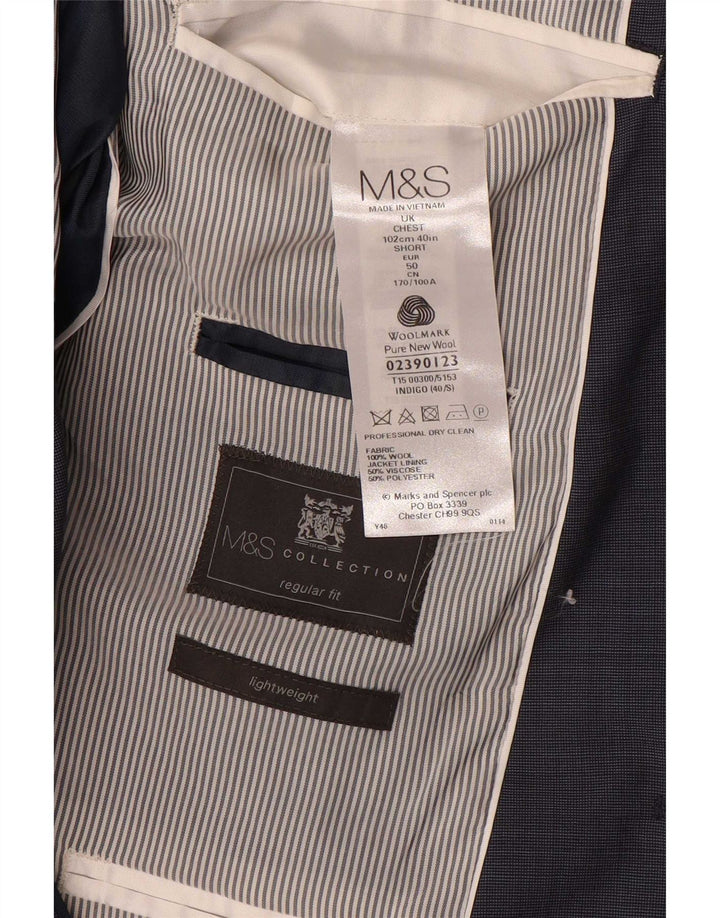 MARKS & SPENCER Chaqueta tipo blazer de 2 botones para hombre UK 40 Azul marino mediano