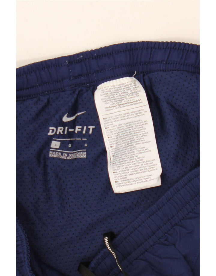Nike - Pantalones cortos deportivos Dri Fit para hombre (poliéster a rayas), color azul marino