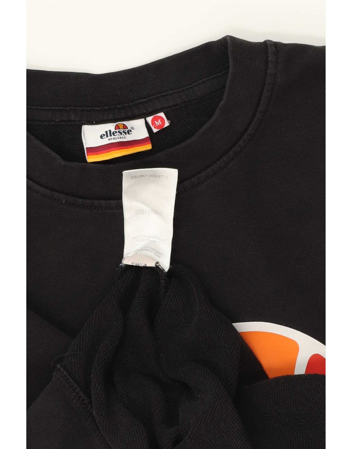 Ellesse Heritage Graphic Sudadera tipo jersey de algodón negro mediano