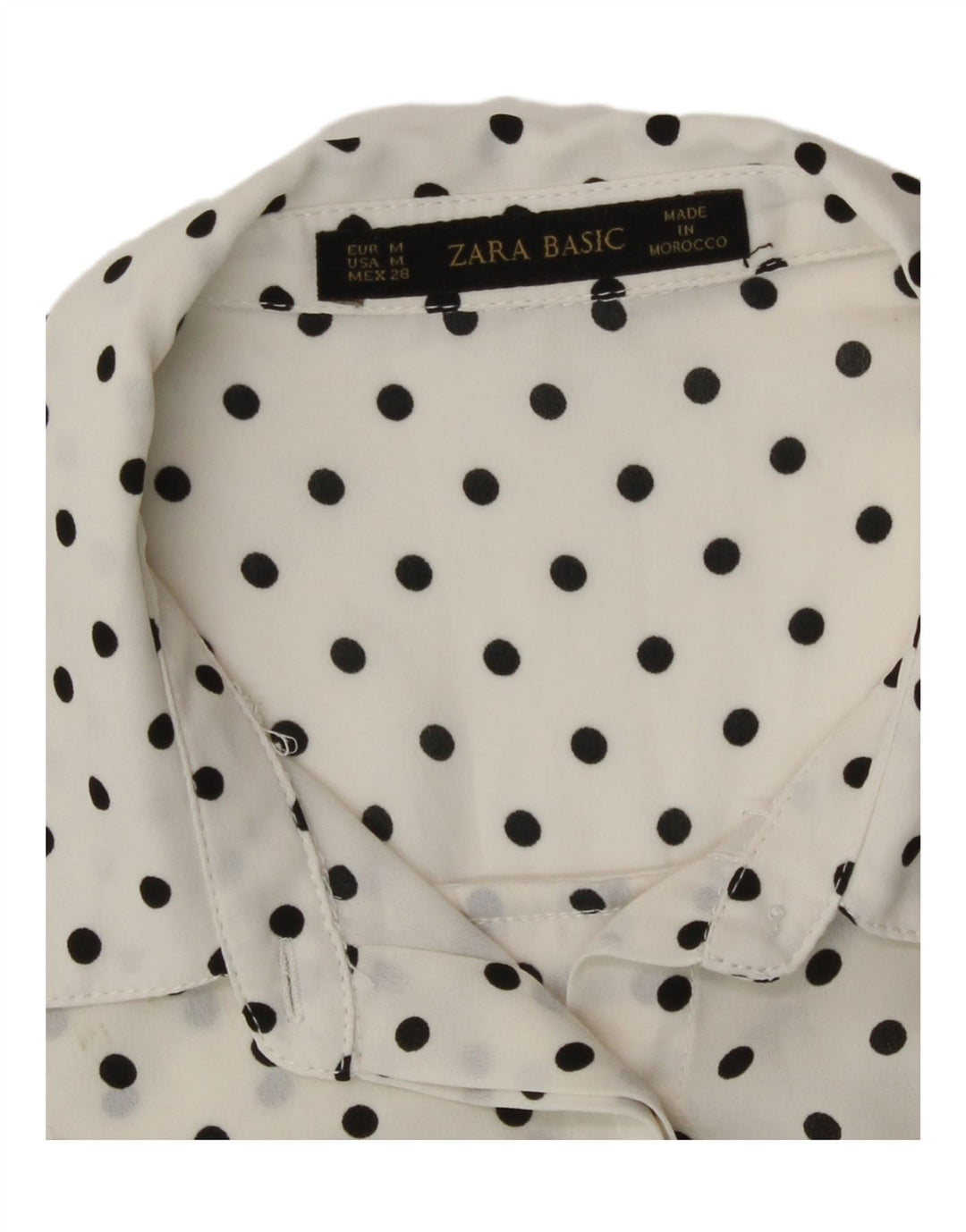 Zara Mujer Camisa Transparente UK 44 Mediana Lunares Blancos