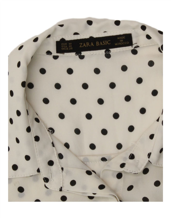 Zara Mujer Camisa Transparente UK 44 Mediana Lunares Blancos