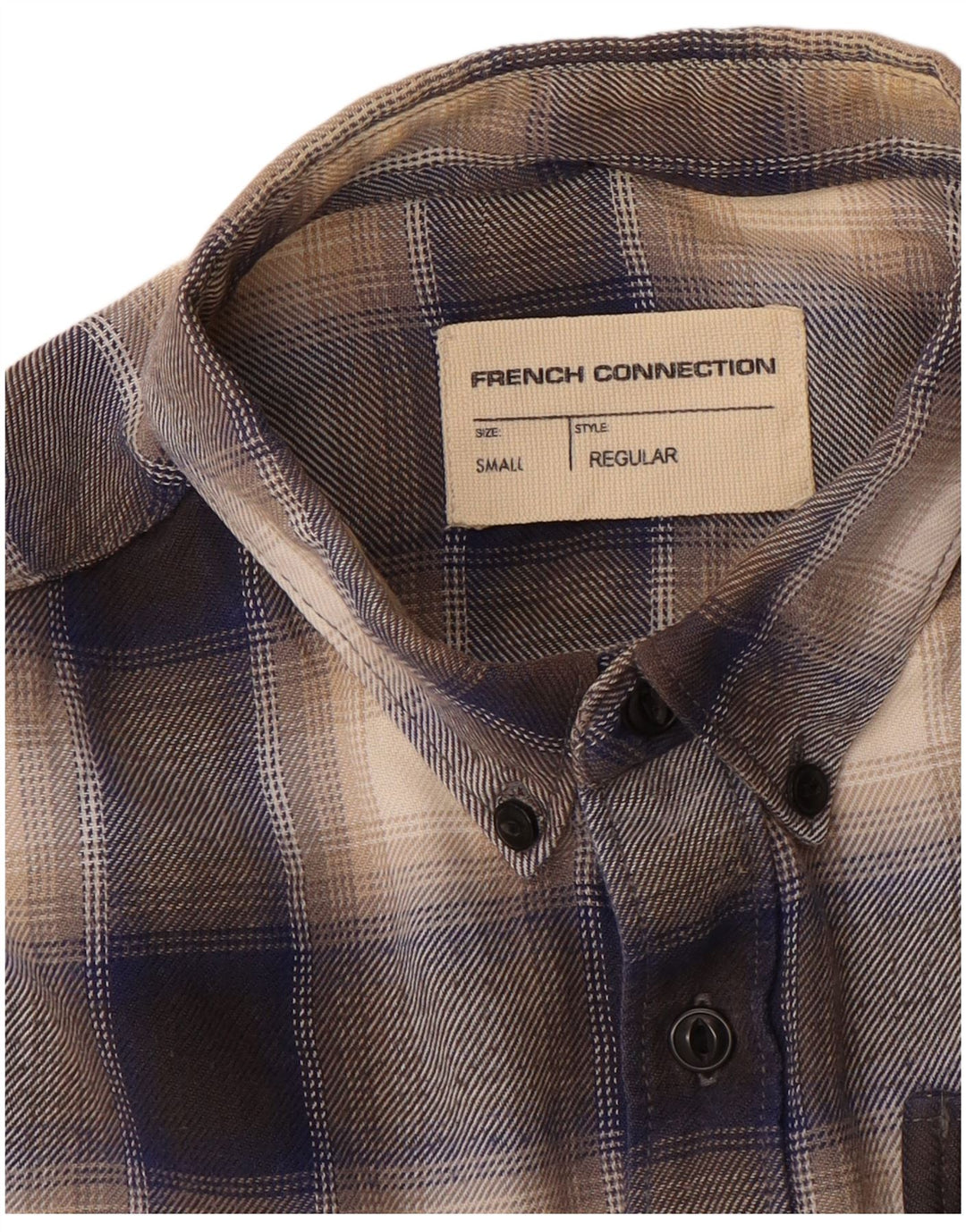 Camisa de franela de corte regular para hombre de French Connection con cuadros pequeños en color marrón