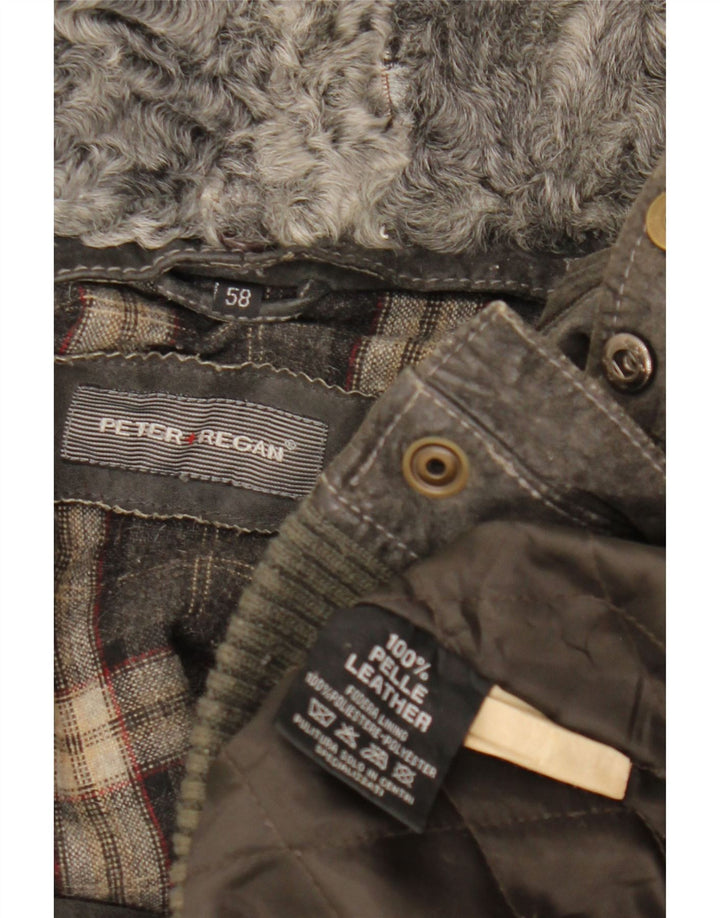 VINTAGE Chaqueta bomber de ante para hombre Reino Unido 42 XL Cuero gris