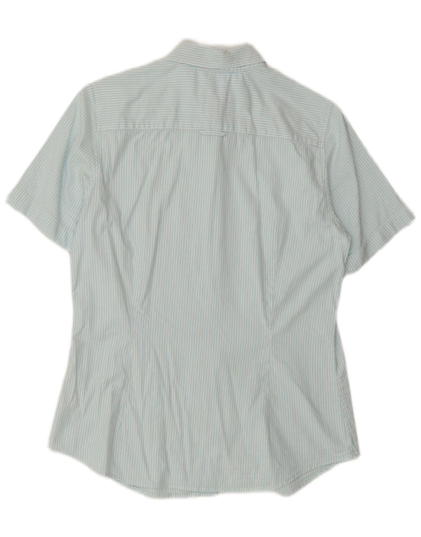 GANT Camisa de manga corta para mujer UK 40 Algodón a rayas azul medio