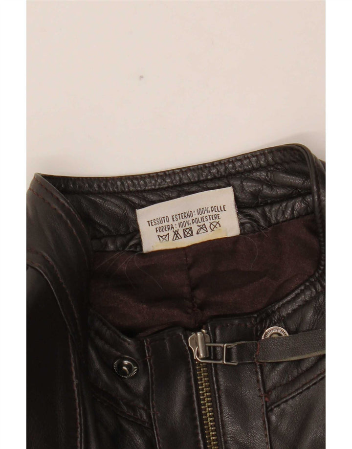 In Extenso Chaqueta Bomber de Cuero para Mujer UK 40 XL Marrón