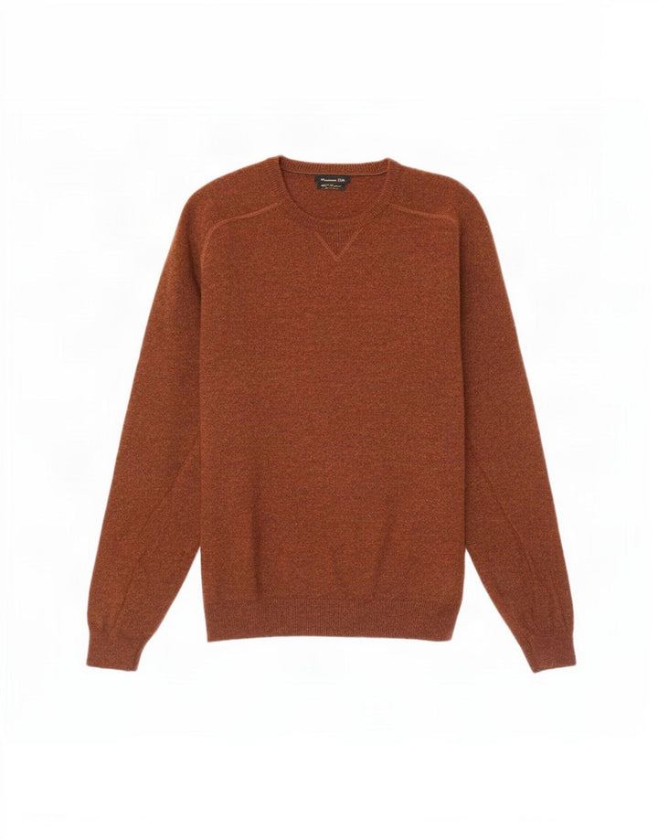 Jersey Massimo Dutti Hombre Cuello Redondo Lana Marrón Medio