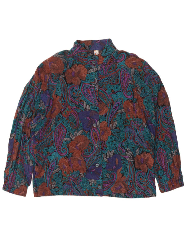 Blusa vintage para mujer EU 44 XL Azul Paisley Viscosa