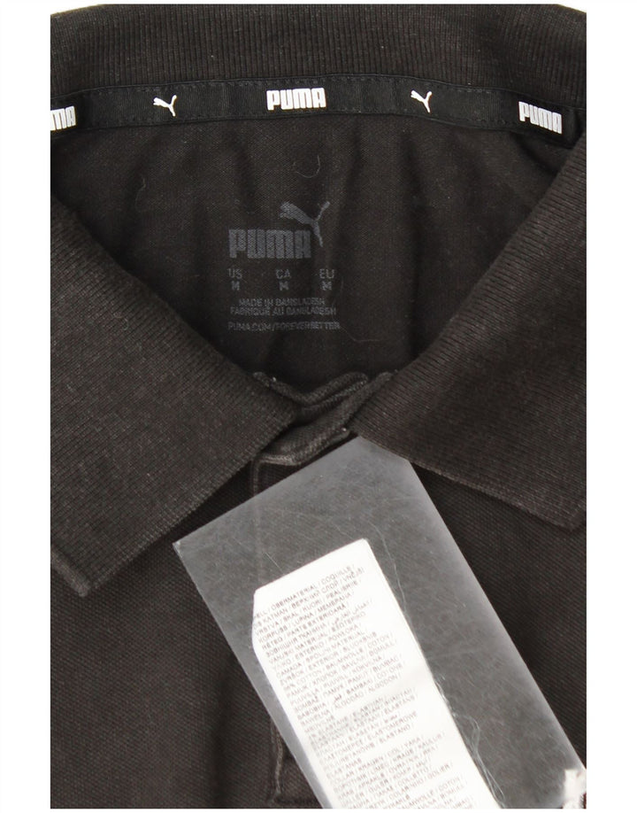 PUMA Mens Polo Shirt Medium Black Cotton