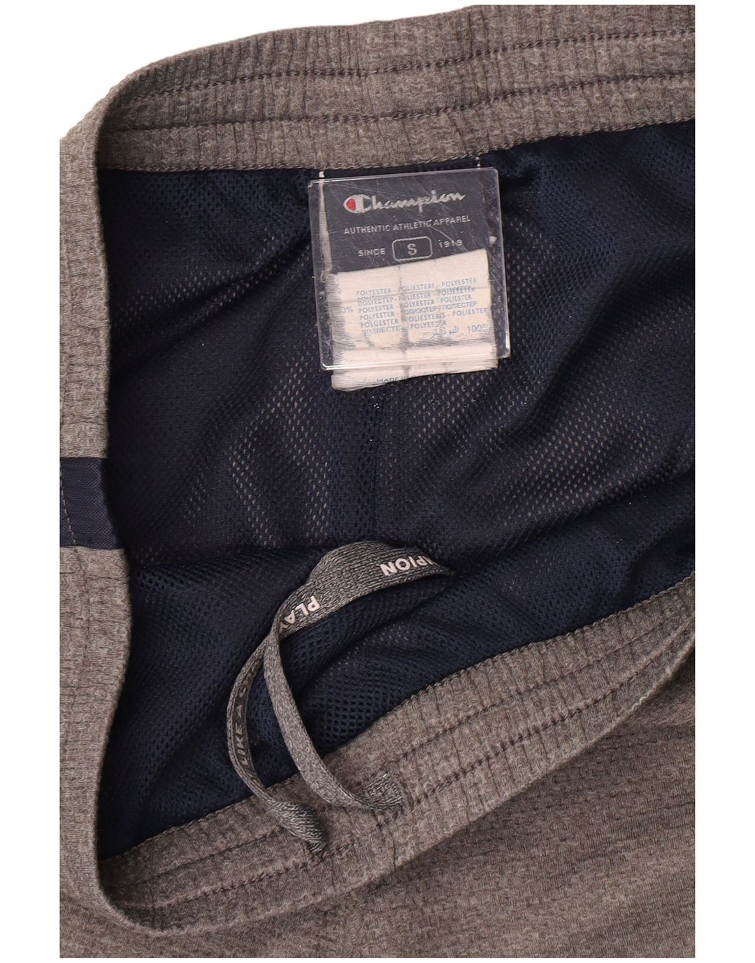 Champion Pantalones cortos deportivos para hombre, poliéster color block, pequeño, gris