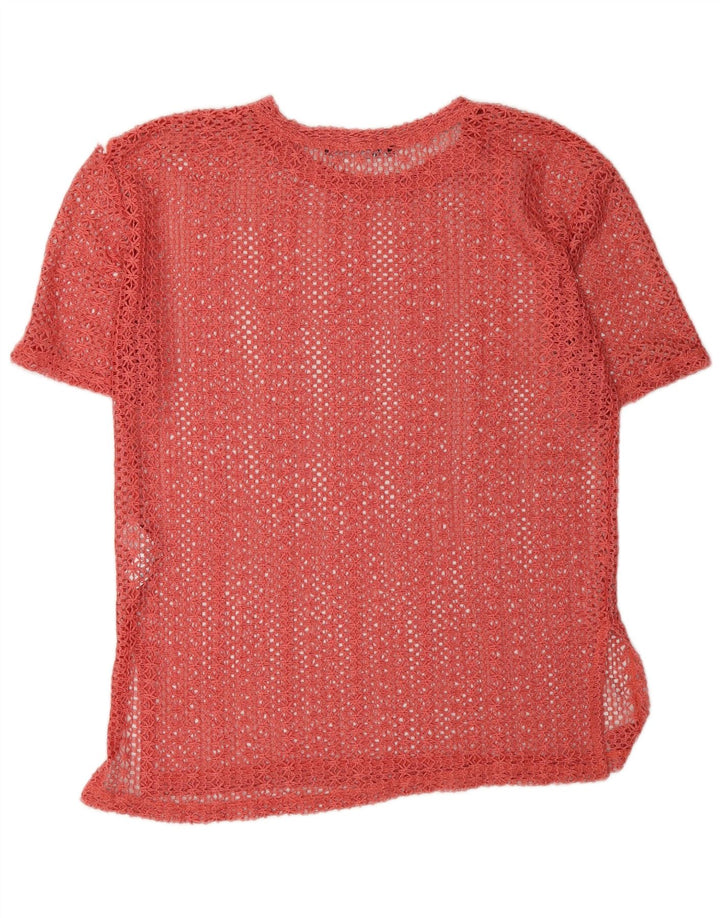 ZARA Womens Crochet Blouse Top UK 14 Medium Red Polyester