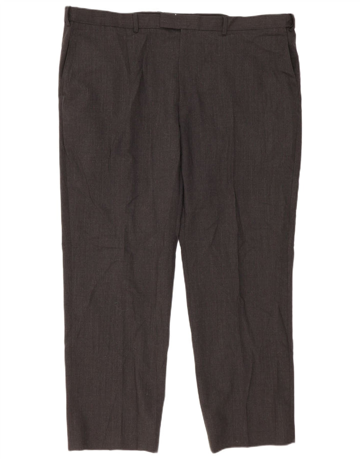 Marks & Spencer Pantalón de traje de corte regular para hombre W44 L31 Lana gris
