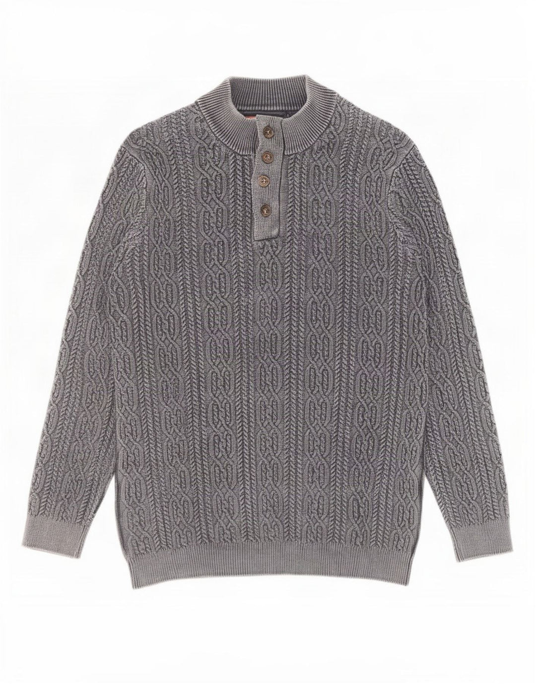 Joe Browns Suéter tipo jersey con cuello y botones para hombre, talla 2XL, algodón gris