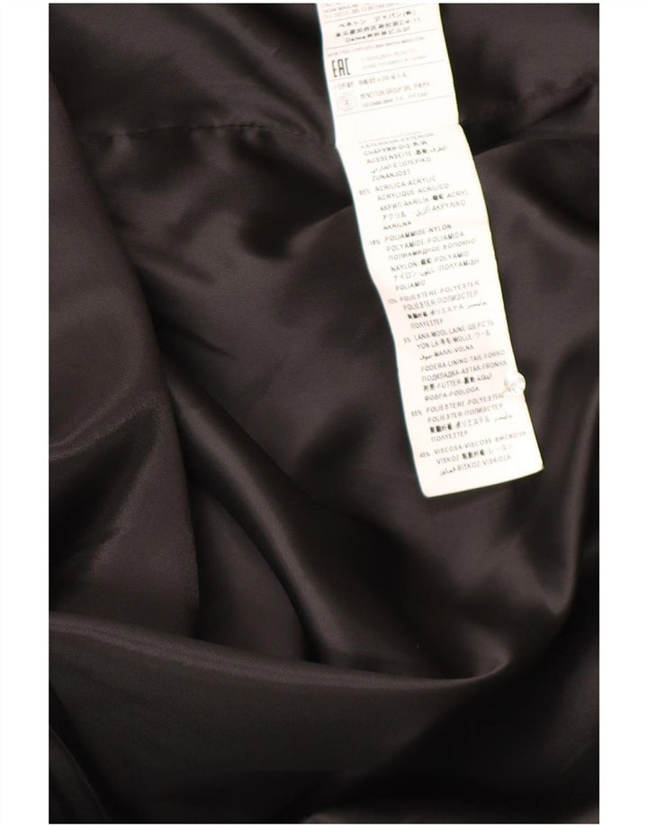 Benetton Abrigo Extragrande Mujer UK 40 Pequeño Acrílico De Pata De Gallo Negro