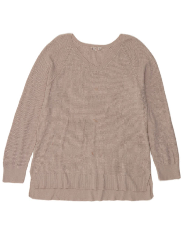 Gap Jersey con Cuello en V para Mujer UK 40 XL Algodón Beige