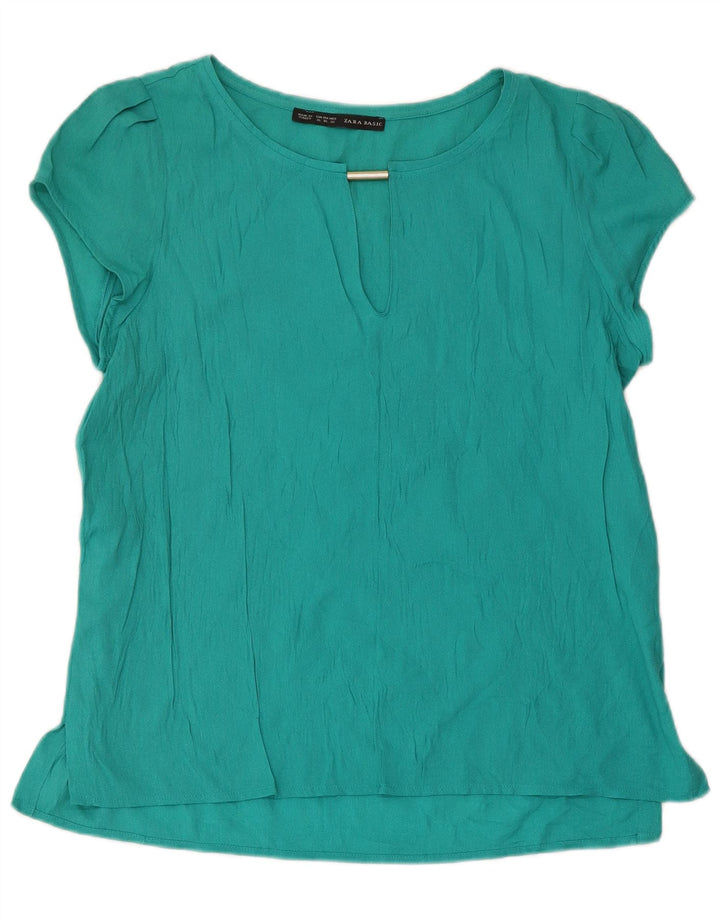 Zara Mujer Blusa Top UK 40 XL Turquesa
