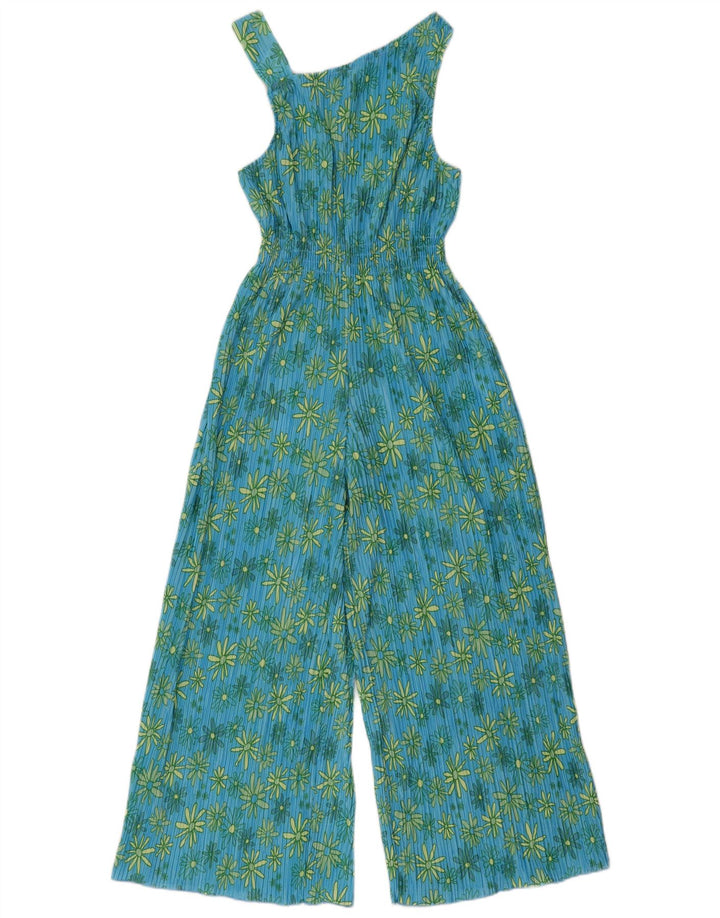 ZARA Womens Sleeveless Playsuit UK 8 Small Blue Floral Polyester
