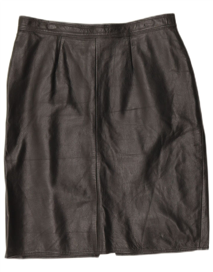 VINTAGE Falda de cuero para mujer W30 Cuero negro medio