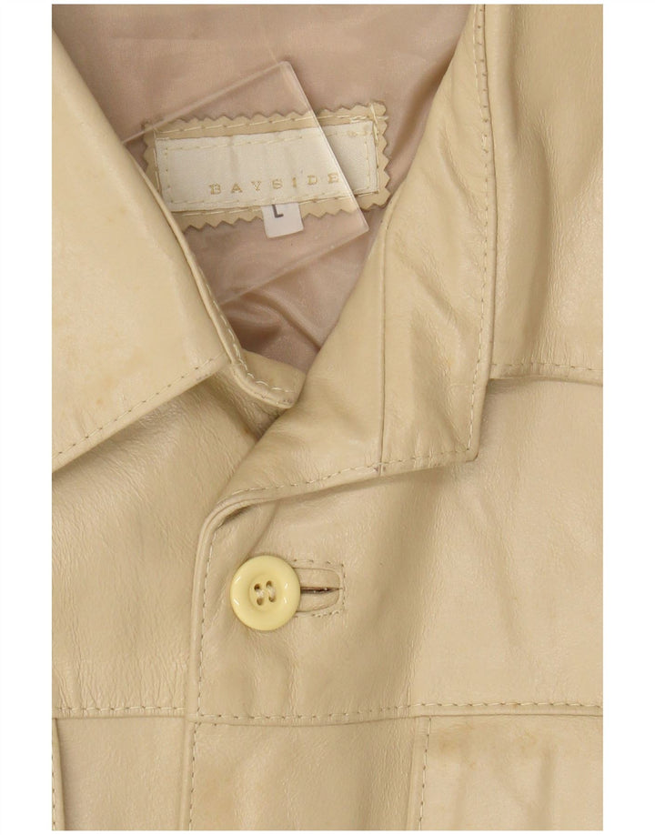 Bayside Chaqueta de cuero para hombre Reino Unido 40 Cuero beige grande