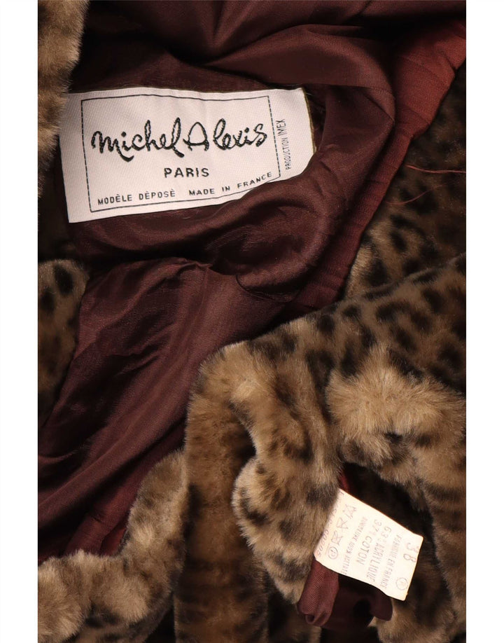 Michel Alexis Abrigo extragrande para mujer EU 38 Marrón medio Estampado animal