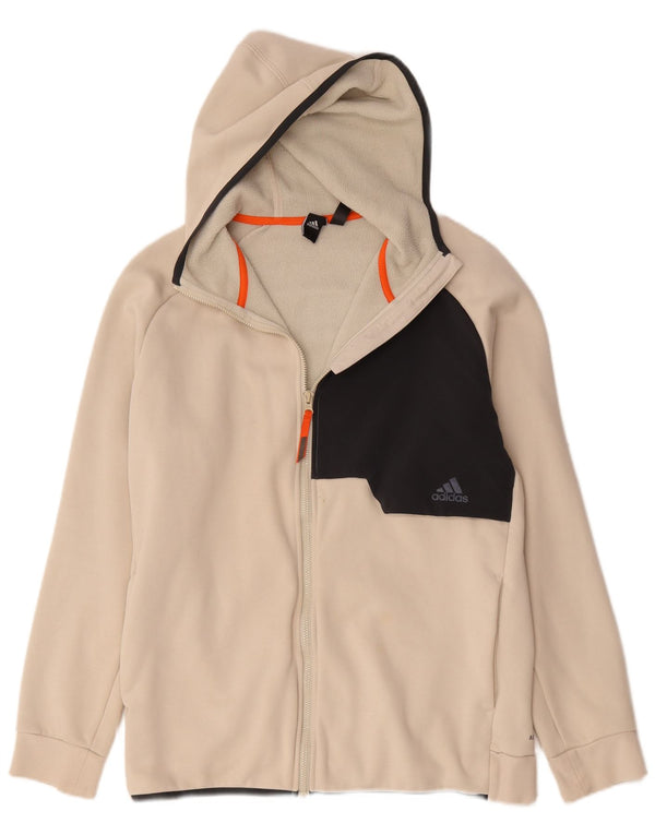 Adidas Hombre Aeroready Zip Sudadera Con Capucha Suéter Grande Beige Colorblock Algodón