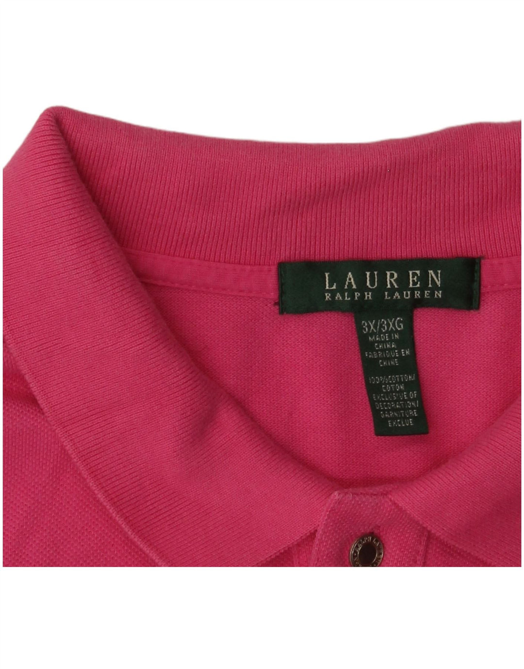 RALPH LAUREN Polo para mujer UK 22 3XL Algodón rosa