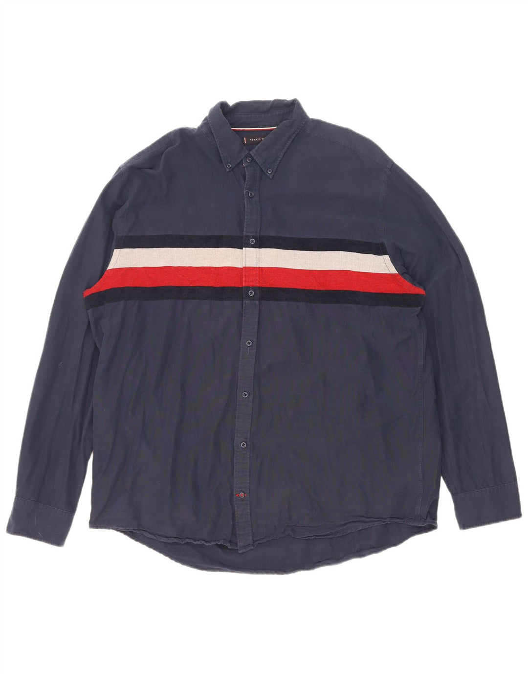 Tommy Hilfiger Camisa de corte regular para hombre 2XL Azul marino Colorblock