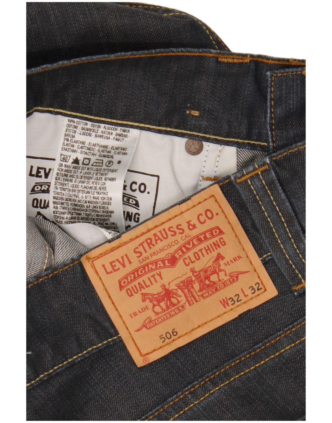 LEVI'S Jeans rectos de ajuste estándar 506 para hombre W32 L32 Algodón azul marino
