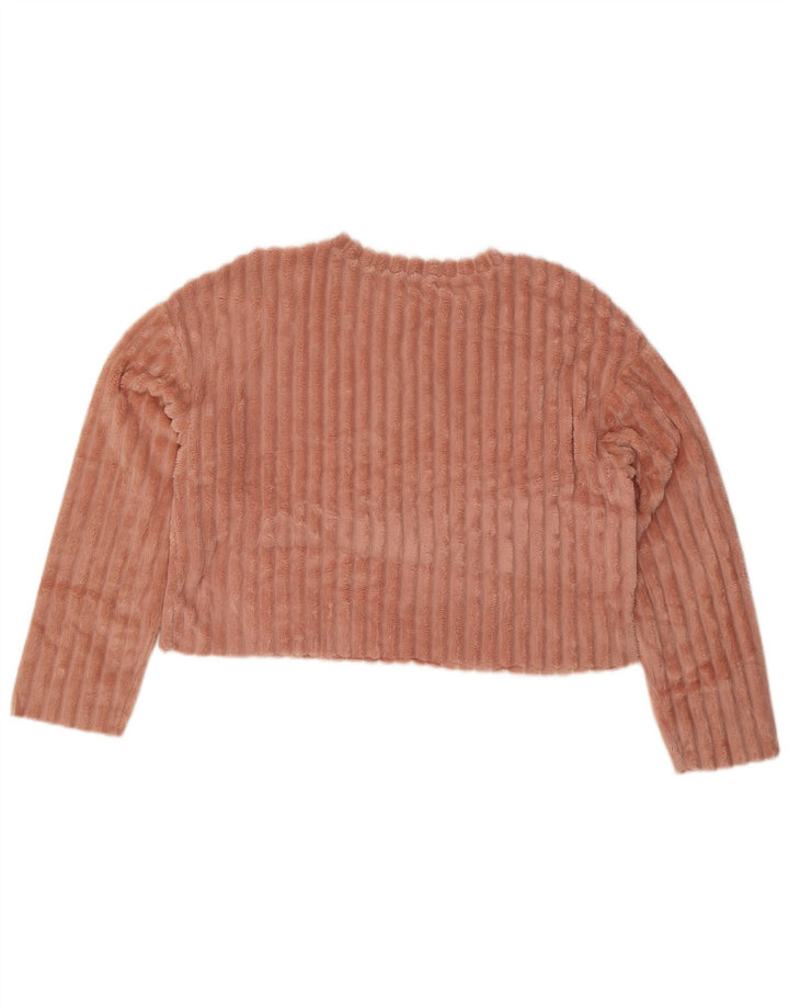 Zara Mujer Crop Velour Blusa Extragrande Top UK 10 Pequeño Poliéster Rosa