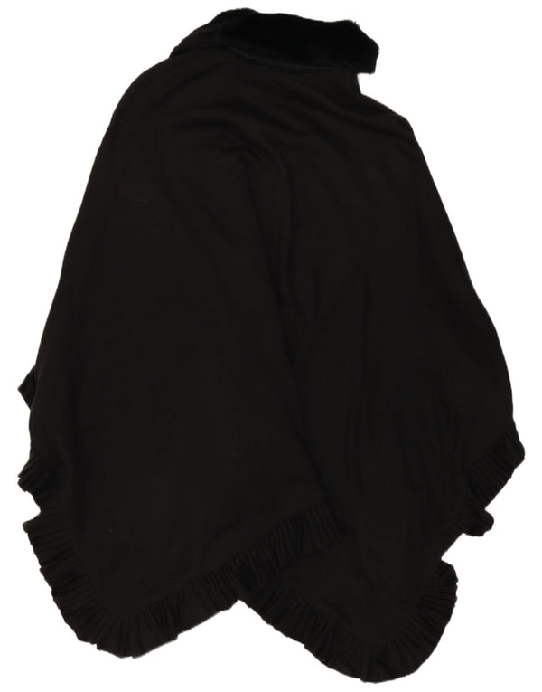 Vintage Mujer Poncho Abrigo Un Tamaño Negro