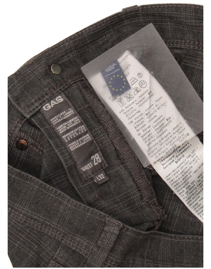 Pantalones informales ajustados para mujer Gas W28 L32 Poliéster a cuadros grises