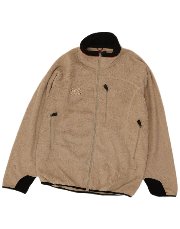 Fila Chaqueta polar para hombre UK 40 Large Beige Colorblock Poliéster