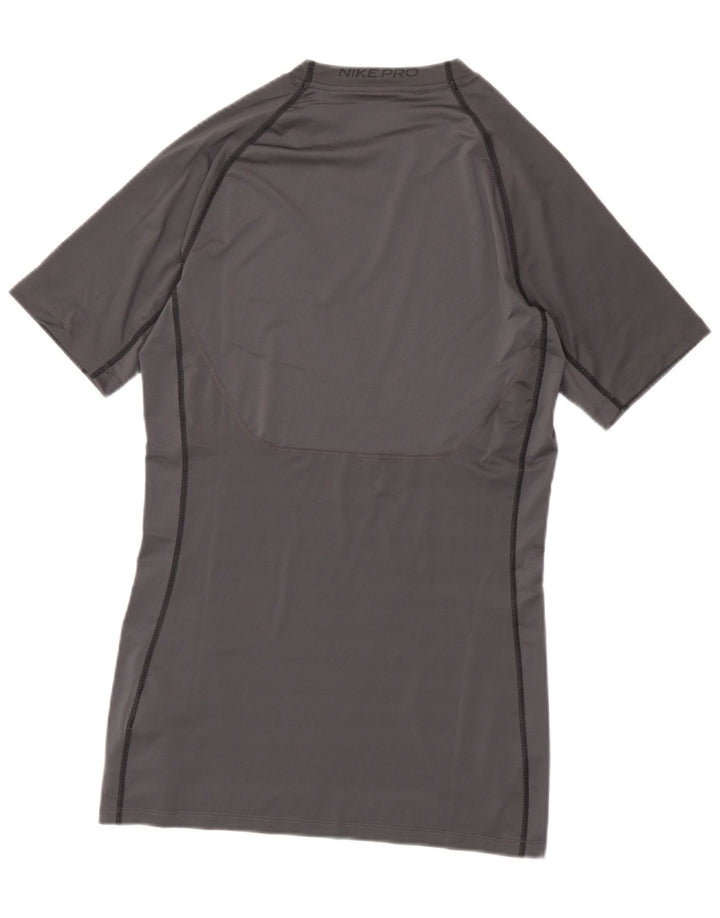 Nike Camiseta Dri Fit Slim Fit Graphic para Hombre Top Grande Gris Poliéster