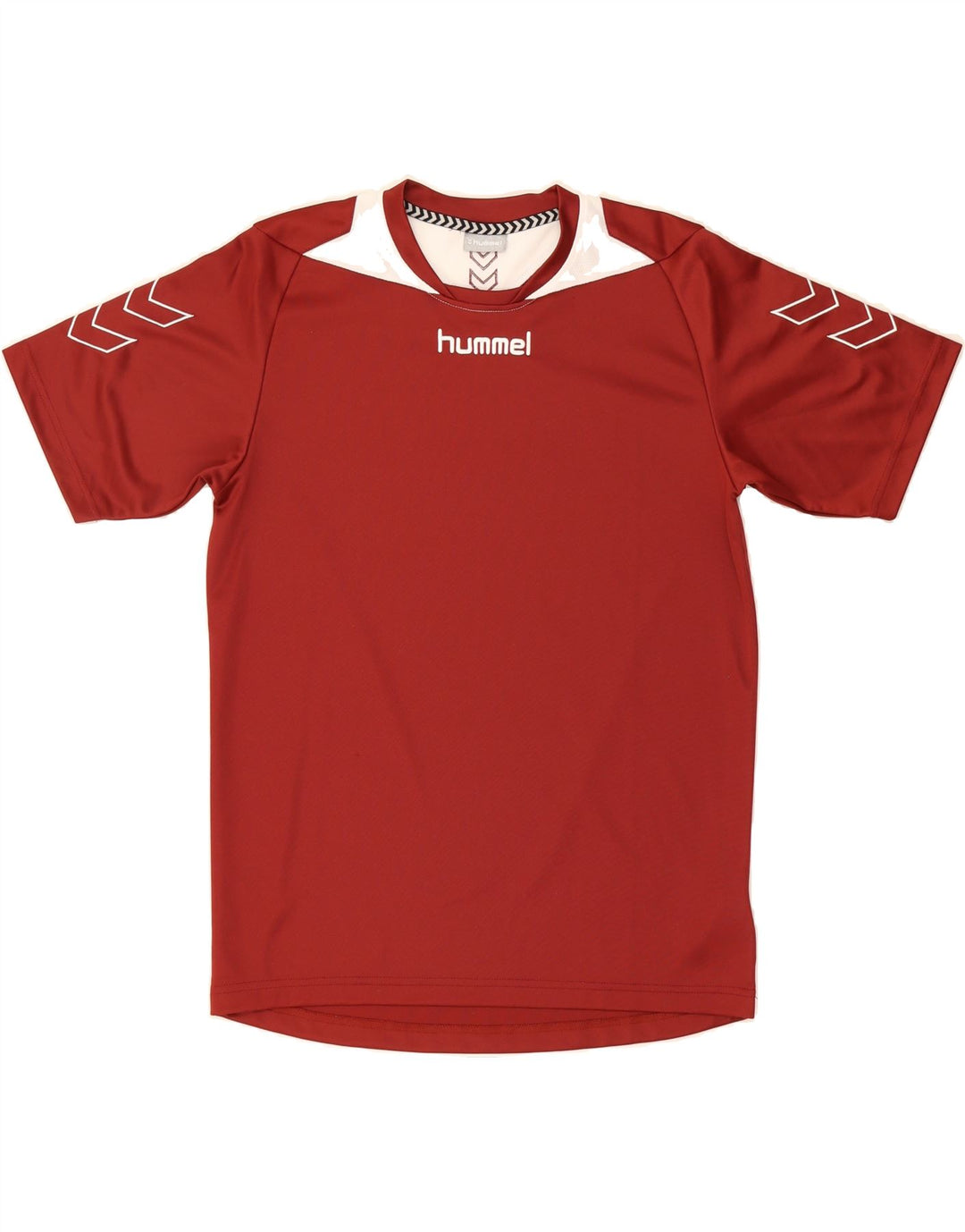 HUMMEL Mens Graphic T-Shirt Top Medium Burgundy Colourblock Polyester Vintage Hummel and Second-Hand Hummel from Messina Hembry 
