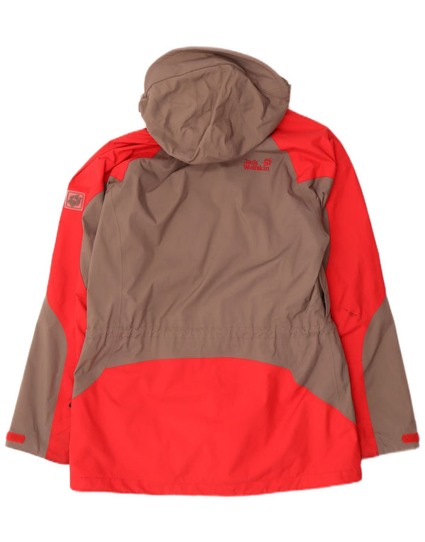 Jack Wolfskin Chaqueta impermeable con capucha para mujer UK 12/14 Gris medio Colorblock