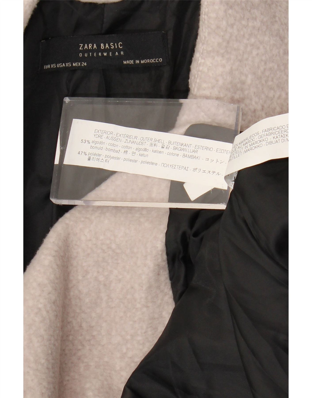 ZARA Mujer Abrigo oversize UK 6 XS Algodón gris