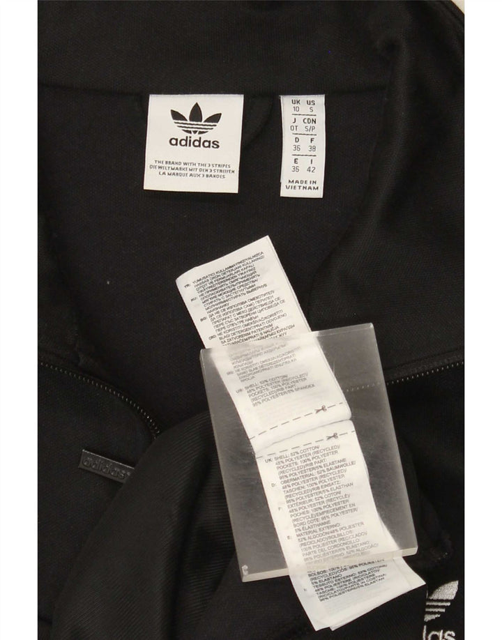 Adidas Mujer Chándal Top Chaqueta Reino Unido 10 Pequeño Algodón Negro