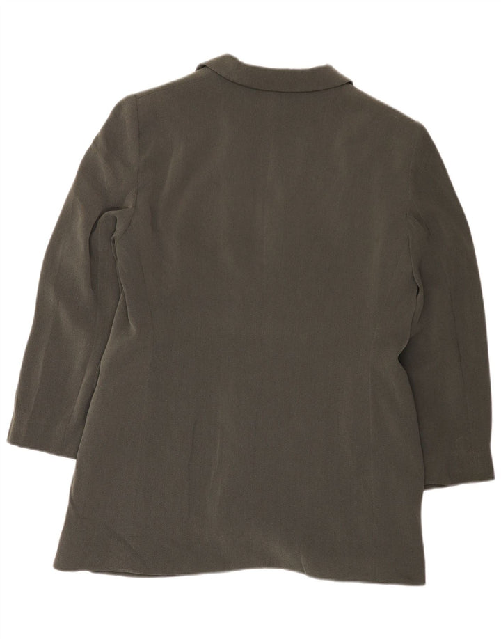 Luisa Spagnoli Chaqueta tipo blazer larga con 2 botones para mujer IT 48 XL Acetato gris