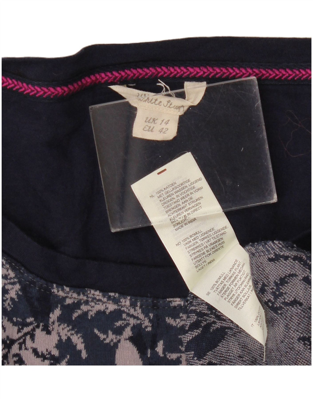 White Stuff Vestido básico de manga 3/4 para mujer UK 44 Medio azul marino floral