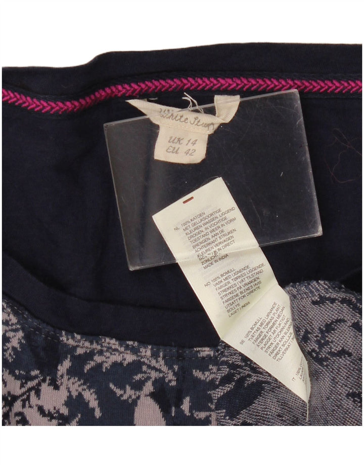 White Stuff Vestido básico de manga 3/4 para mujer UK 44 Medio azul marino floral