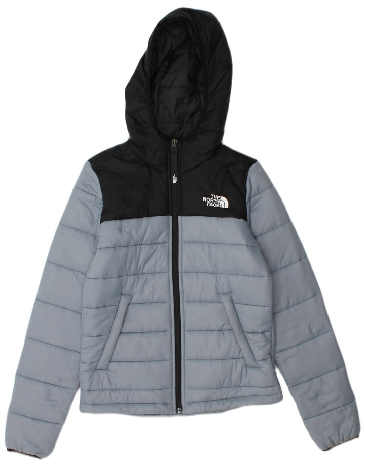 THE NORTH FACE Chaqueta acolchada con capucha para mujer UK 6 XS Nylon color block gris