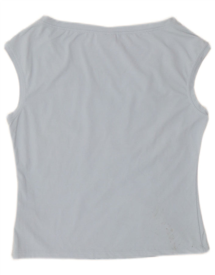Roccobarocco Top Corto Sin Mangas Con Gráfico Para Mujer IT 44 Nylon Floral Azul Medio