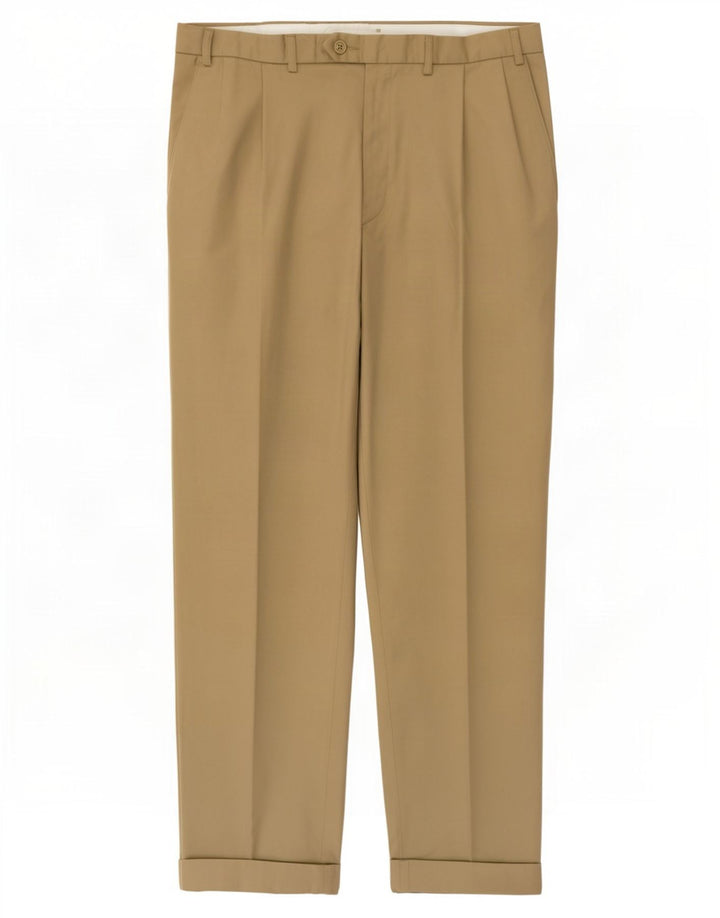 Marks & Spencer Pantalón de traje con pinzas para hombre W36 L31 Poliéster beige