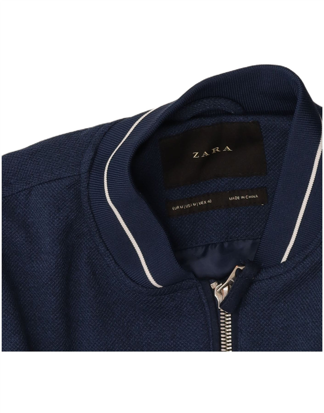 ZARA Chaqueta Bomber Hombre UK 38 Medium Azul Marino