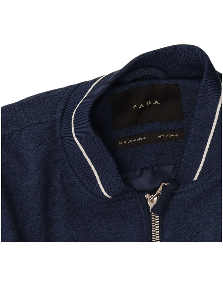 ZARA Chaqueta Bomber Hombre UK 38 Medium Azul Marino