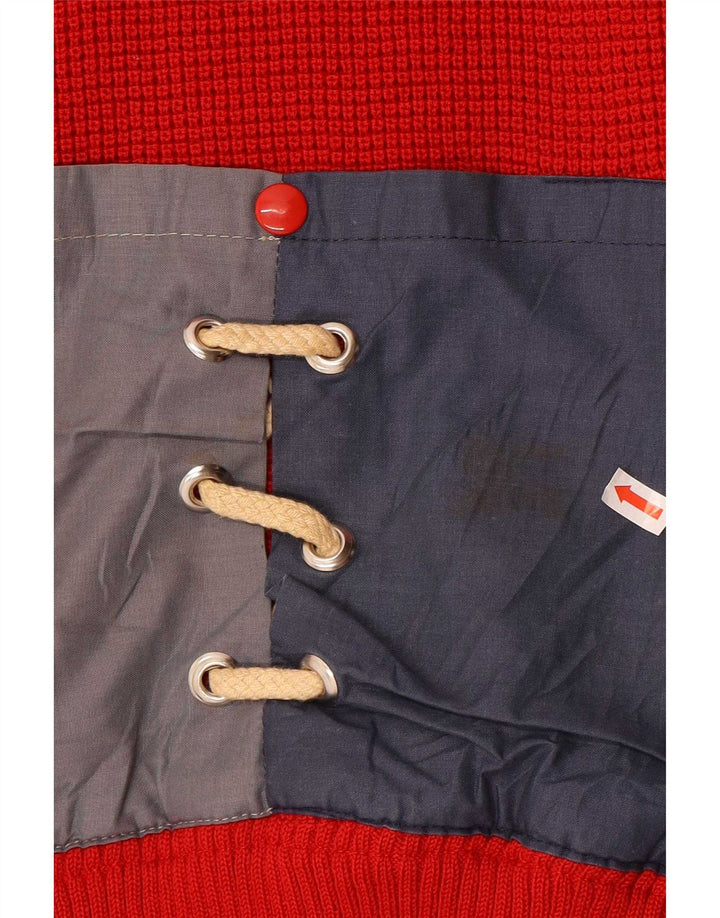 Azzurra Hombre Jersey tipo cárdigan de corte estándar con bloques de color rojo grande